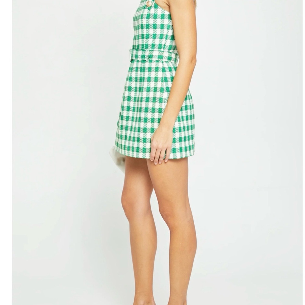 Kourt Green and White Gingham Mini Dress with Belt - Picture 8 of 11